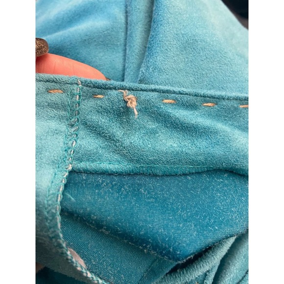90's Vintage Aqua Faux Suede Wrap Skirt by Equestrian Design - Picture 9 of 9